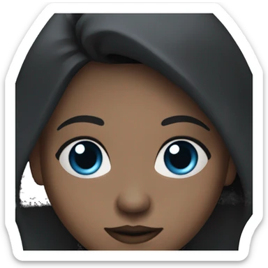 witch with White skin brown hair blue eyes and black dress  sticker