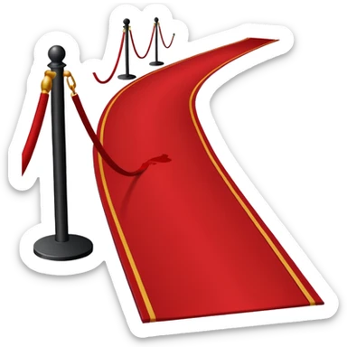 Minimalist emoji-style sticker of a blood-red carpet shaped like a thick trail or drop, flat vector design, no shadows. sticker