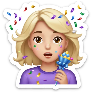a girl wearing blowing confetti birthday  sticker