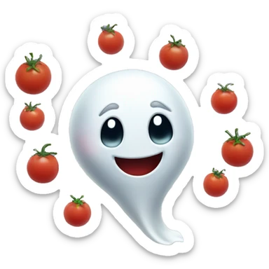 Cute Ghost throwing tomatoes  sticker