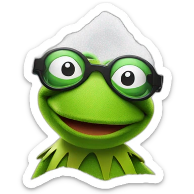 Kermit the frog muppet with sunglasses sprinkling salt sticker