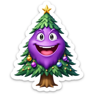 grimace large purple monster shaped like a christmas tree sticker