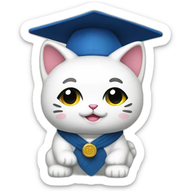 maneki neko university student sticker