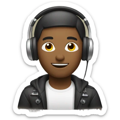 Video editor wearing apple headphone sticker