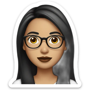 latina with glasses and dark long black straight hair with big lips sticker