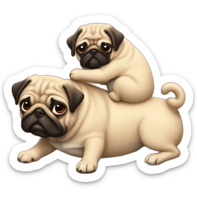 Abrazo  familiar de pugs sticker