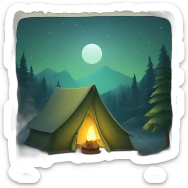 night camp with tent sticker