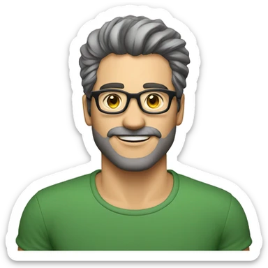 Persona, hombre, 35 años, lentes, cabello corto color gris, ojos verdes,  sticker