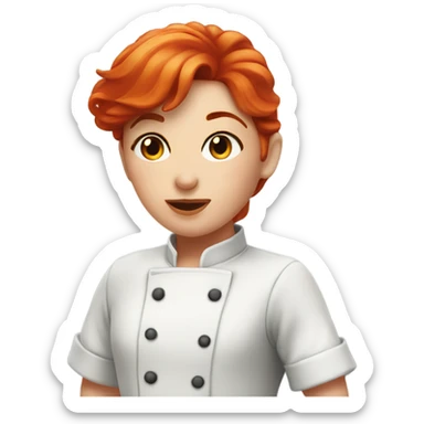 short red hair female giving a chef's kiss sticker
