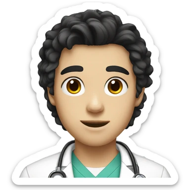 a teenager doctor boy student white skin, black hair sticker