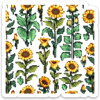 sunflowers and lilies blooming sticker