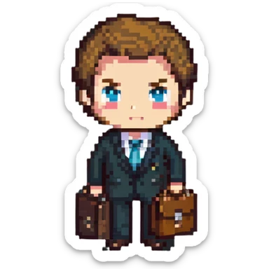 chibi businessman in suit with briefcase sticker