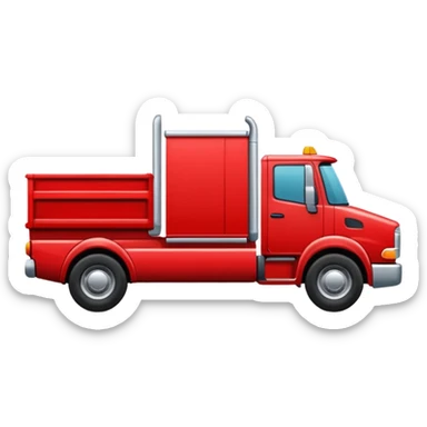 A new red truck with a "TIR" plate turned to the right, without another logo sticker