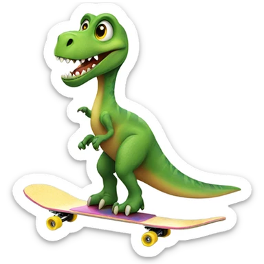 Dinosaur on skateboard sticker