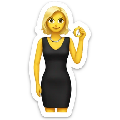 a black dress and a measuring tape  sticker