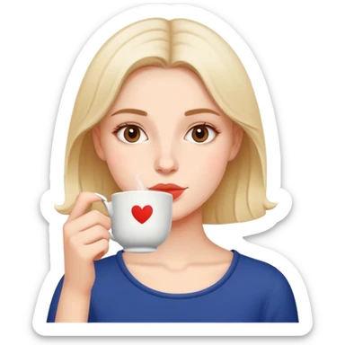 Simple portrait of British girl sipping tea, minimal tea elements, focus on girl's face sticker