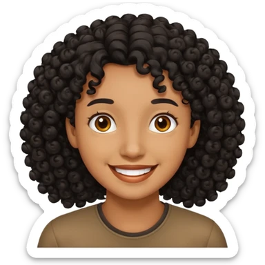 fat person emoji but make him brown skin and curly black hair sticker