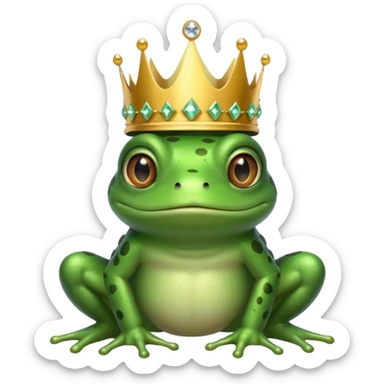 frog King, with crown, crystal and standing sticker