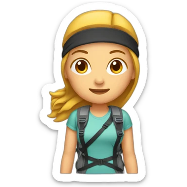 woman hiking with headband sticker
