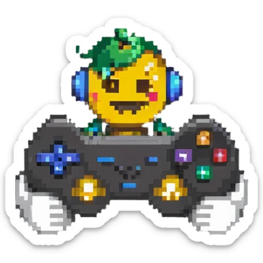 gaming emoji holding a gamepad sticker