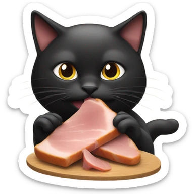 Black Cat eating ham in istanbul sticker
