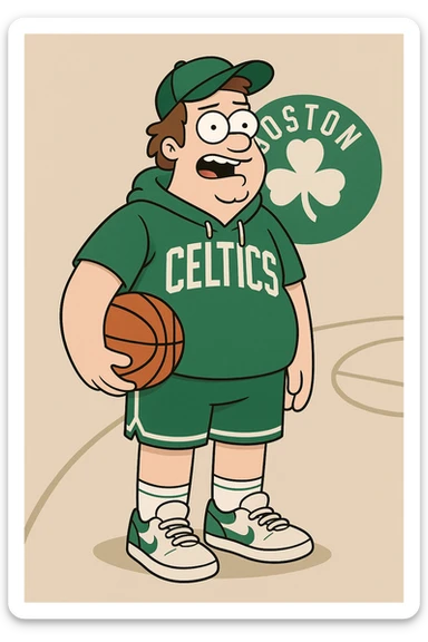 Boston Celtics logo, modern sports style, green and white, basketball theme sticker