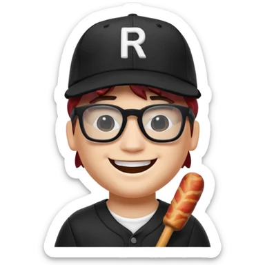 a roblox bacon that has a black baseball hat and has cool black glasses sticker