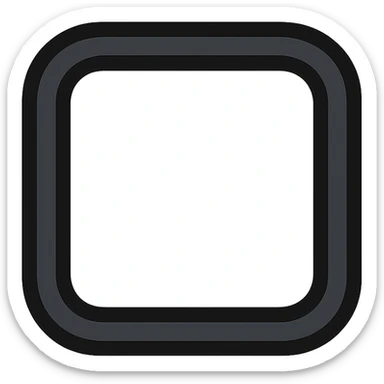 modern styled icon of a square with rounded corners, white inside, gentle seamless transition outward to black, black border effect without outline, no text sticker
