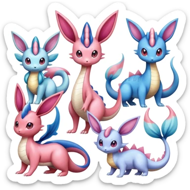 Milotic-Sylveon-Espeon-Vaporeon-Dragonair-Pokémon full body sticker