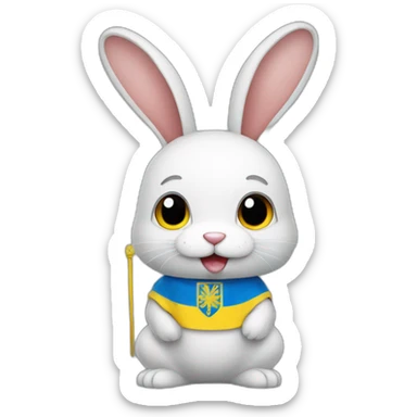 rabbit in a Ukrainian flag costume sticker