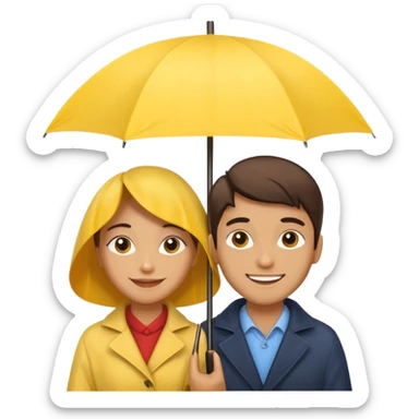 Couple under yellow umbrella sticker