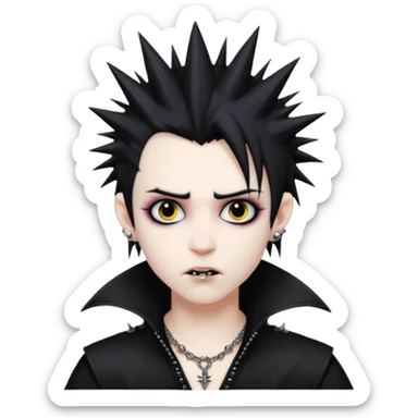 vampire emoji with spiky emo hair with stretched ears gauges sticker
