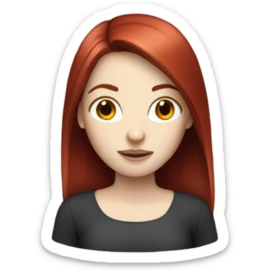 pale girl with dark straight red hair sticker