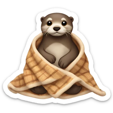 otter cozy in blanket sticker