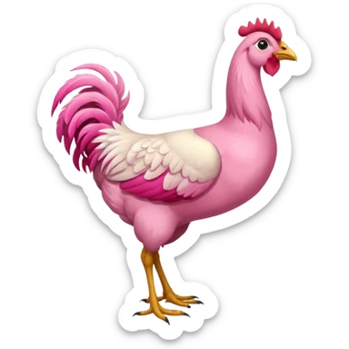 Gallina de pelaje rosa fuerte mezclada con una jirafa sin manchas sticker