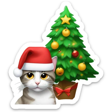 cat mixed with a crismas tree mixed with a TV\ sticker