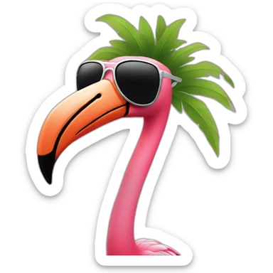 cool flamingo with sunglasses, just head sticker