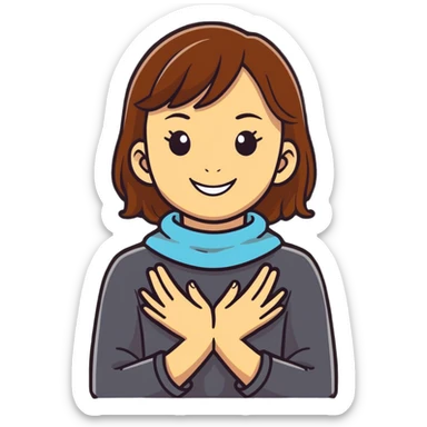 Girl with hands around her neck smiling out  sticker