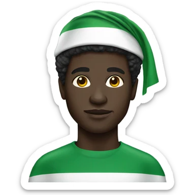 Black skinned man with Nigeria flag sticker