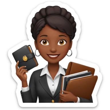 a financier black skin girl with a portfolio sticker