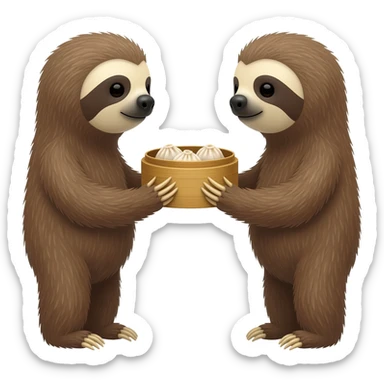 Two sloths having dim sum sticker