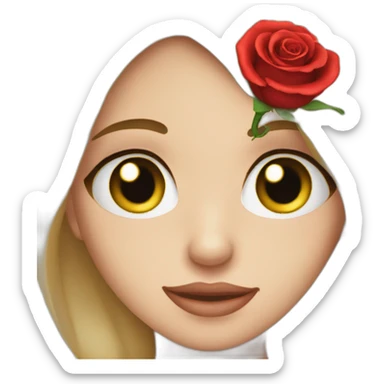 A person with a puppy eyes giving a rose sticker