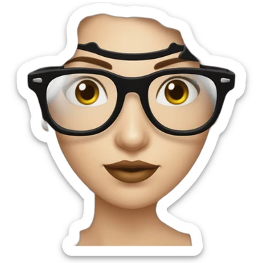 mujer gafas piel blanca pelo negro largo con camarones sticker