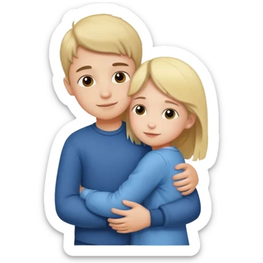 Boy and small girl hug sticker