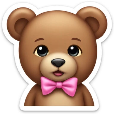 teddy bear with pink bow on ear sticker