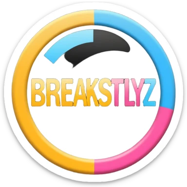un gif texte qui défile  "BREAKSTYLEZ TV"  change de couleur sur fond noir sticker