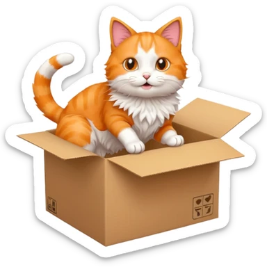 cat jumping inside into a box sticker