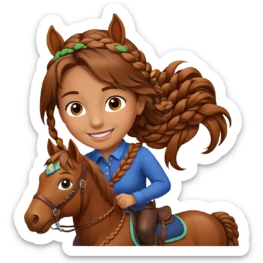 brown haired girl on a cheatnut hporse smiling' sticker