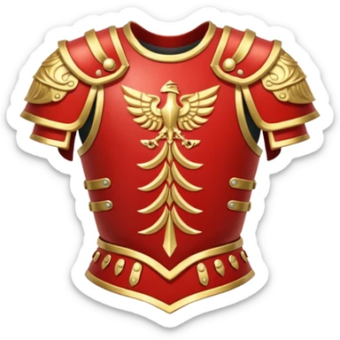 gold-red cuirass + twin blades. negative : characters sticker