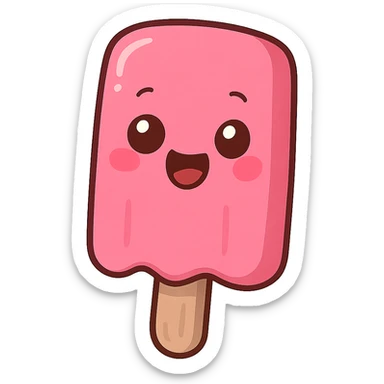 a cute pink popsicle, original design, big eyes, blushing cheeks, joyful sticker